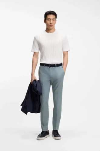Slim-fit trousers in cotton, silk and stretch