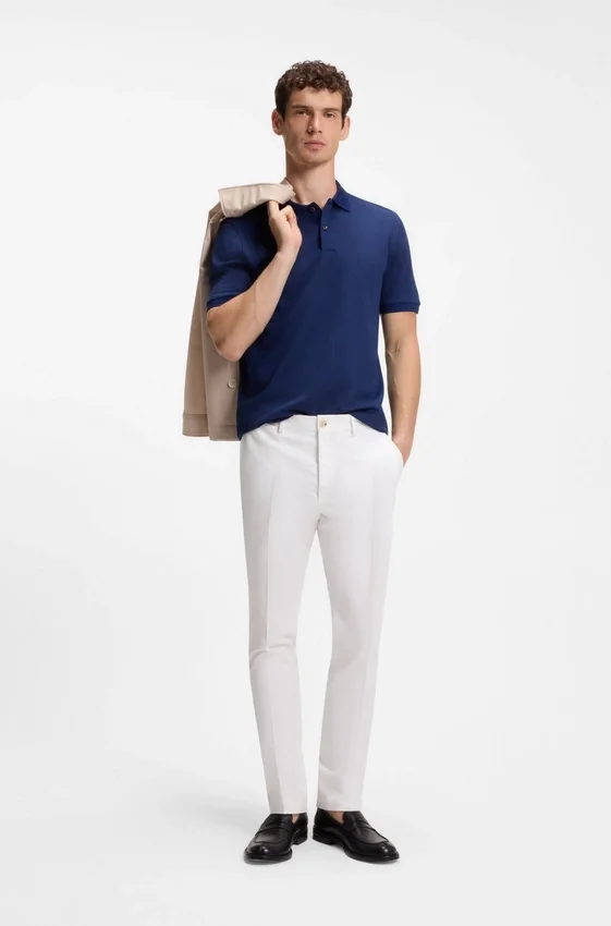 Slim-fit trousers in cotton, silk and stretch Slim-fit trousers in cotton, silk and stretch