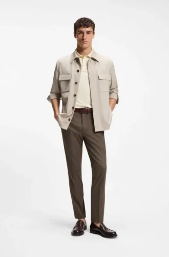 Slim-fit trousers in cotton, silk and stretch