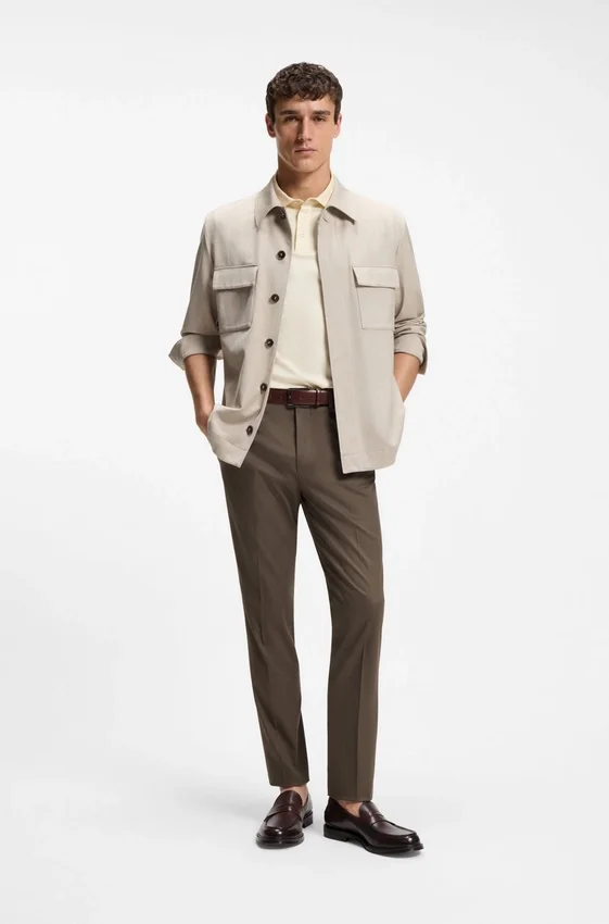 Slim-fit trousers in cotton, silk and stretch Slim-fit trousers in cotton, silk and stretch
