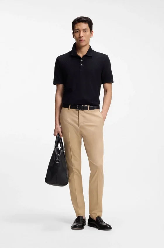 Slim-fit trousers in cotton, silk and stretch Slim-fit trousers in cotton, silk and stretch