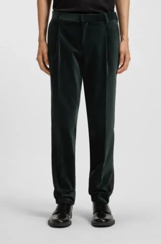 Slim-fit trousers in cotton velvet