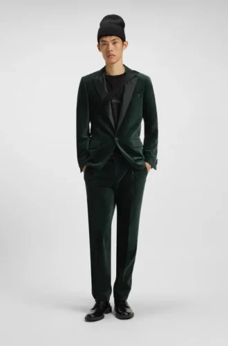 Slim-fit trousers in cotton velvet