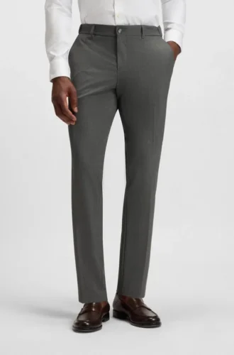 Slim-fit trousers in micro-patterned stretch fabric