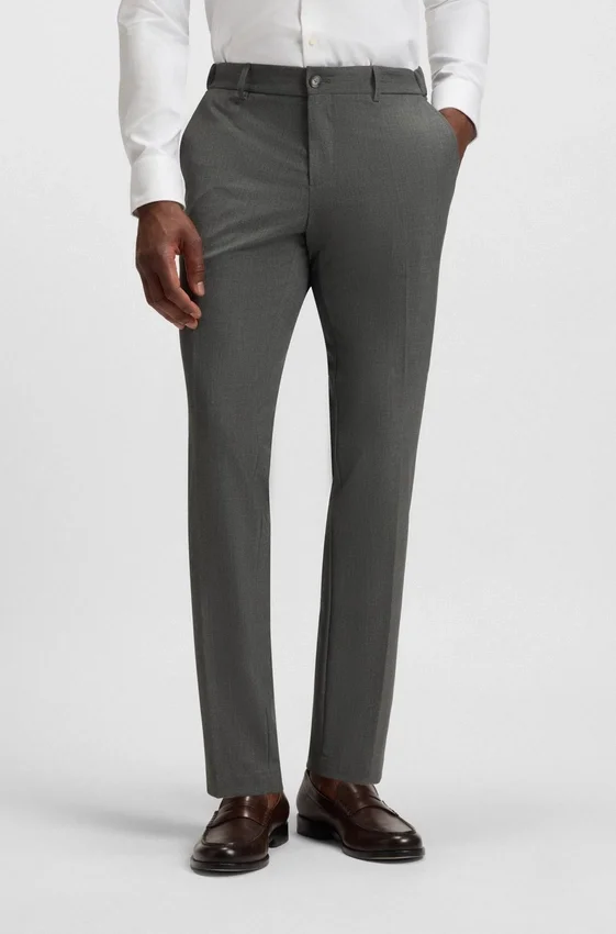 Slim-fit trousers in micro-patterned stretch fabric Slim-fit trousers in micro-patterned stretch fabric
