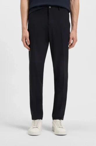 Slim-fit trousers in micro-patterned stretch fabric