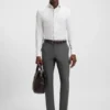Slim-fit trousers in micro-patterned stretch fabric Slim-fit trousers in micro-patterned stretch fabric