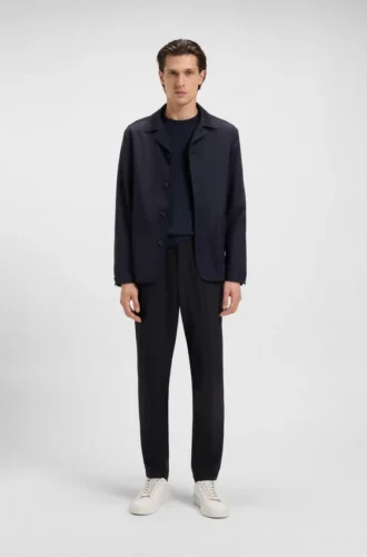 Slim-fit trousers in micro-patterned stretch fabric