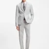 Slim-fit trousers in patterned linen Slim-fit trousers in patterned linen