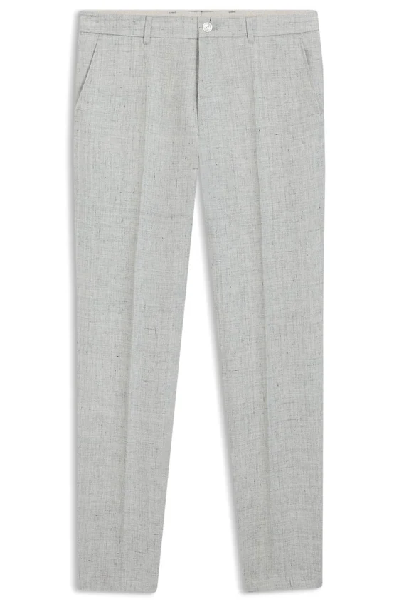 Slim-fit trousers in patterned linen Slim-fit trousers in patterned linen