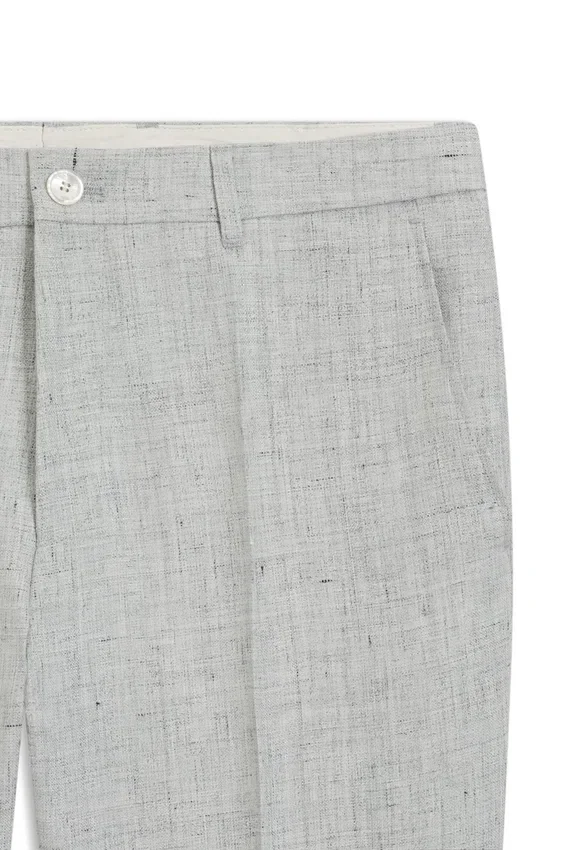 Slim-fit trousers in patterned linen Slim-fit trousers in patterned linen