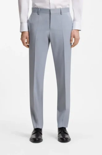 Slim-fit trousers in patterned stretch chiffon