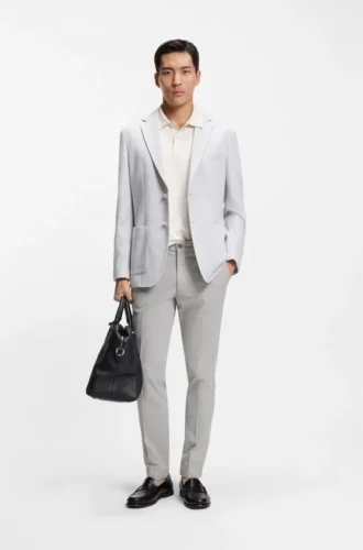Slim-fit trousers in stretch-cotton dobby