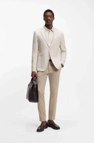 Slim-fit trousers in stretch-cotton dobby