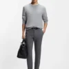 Slim-fit trousers in stretch-cotton dobby