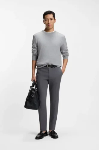 Slim-fit trousers in stretch-cotton dobby