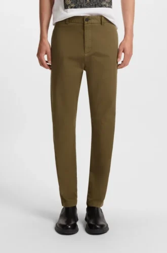 Slim-fit trousers in stretch-cotton gabardine