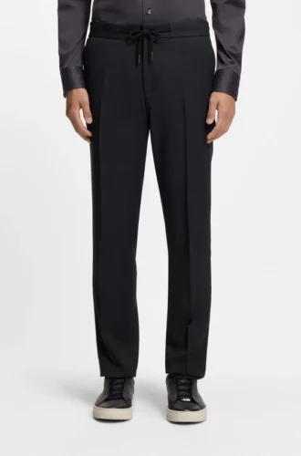 Slim-fit trousers in virgin wool and silk