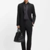 Slim-fit trousers in virgin wool and silk