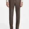 Slim-fit trousers in virgin wool, silk and linen