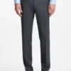 Slim-fit trousers in virgin wool, silk and linen