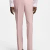 Slim-fit trousers in virgin wool, silk and linen