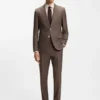 Slim-fit trousers in virgin wool, silk and linen