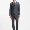 Slim-fit trousers in virgin wool, silk and linen