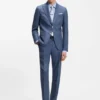 Slim-fit trousers in virgin wool, silk and linen