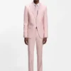 Slim-fit trousers in virgin wool, silk and linen