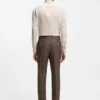 Slim-fit trousers in virgin wool, silk and linen