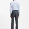 Slim-fit trousers in virgin wool, silk and linen
