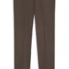 Slim-fit trousers in virgin wool, silk and linen