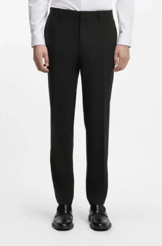 Slim-fit trousers in wool-blend poplin