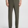 Slim-fit trousers in wool-blend poplin