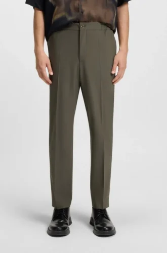Slim-fit trousers in wool-blend poplin
