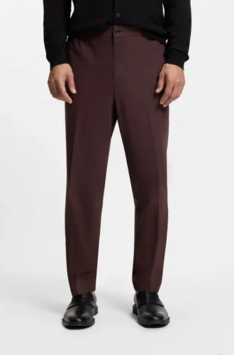 Slim-fit trousers in wool-blend poplin