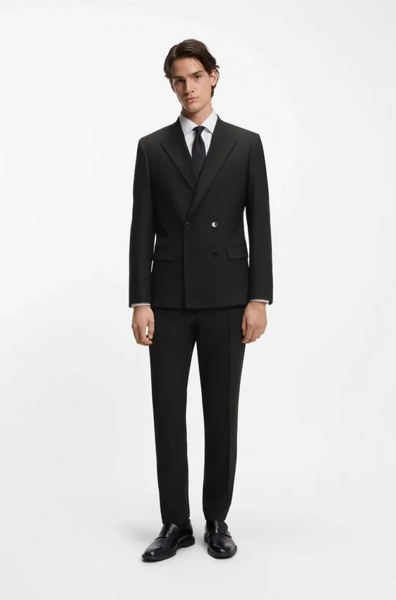 Slim-fit trousers in wool-blend poplin Slim-fit trousers in wool-blend poplin