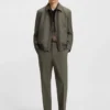 Slim-fit trousers in wool-blend poplin