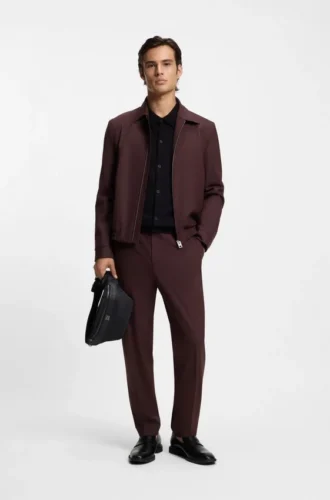 Slim-fit trousers in wool-blend poplin