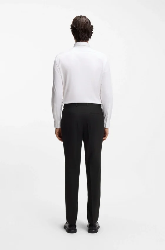 Slim-fit trousers in wool-blend poplin Slim-fit trousers in wool-blend poplin
