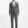 Slim-fit trousers in wool-blend sharkskin