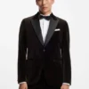 Slim-fit tuxedo jacket in cotton velvet