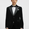 Slim-fit tuxedo jacket in cotton velvet