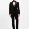 Slim-fit tuxedo jacket in cotton velvet