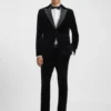 Slim-fit tuxedo jacket in cotton velvet