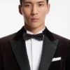 Slim-fit tuxedo jacket in cotton velvet