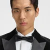 Slim-fit tuxedo jacket in cotton velvet