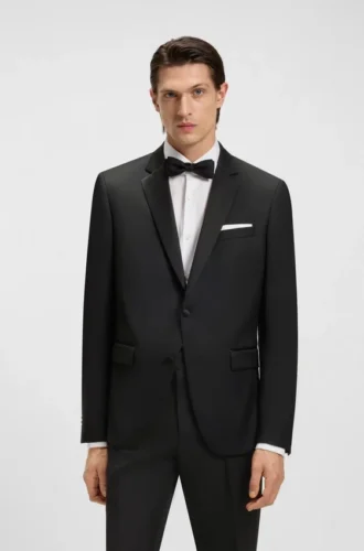 Slim-fit tuxedo jacket in virgin-wool serge