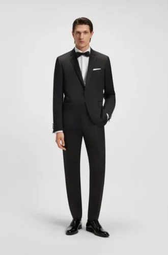 Slim-fit tuxedo jacket in virgin-wool serge